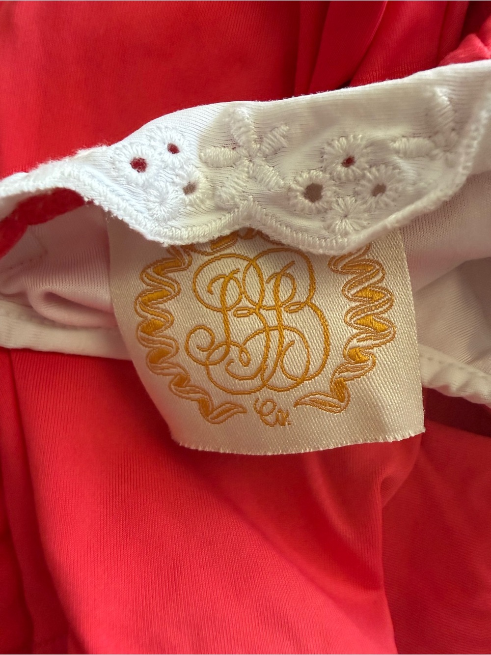 The Beaufort Bonnet Company Girls' Red One-Piece Swim with White Eyelet Trim - Picture 3 of 4